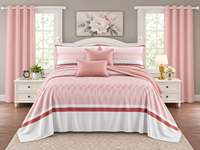 En stock : Ensemble de literie 8 pièces pour chambre à coucher, tailles Queen et King, imprimé, avec drap-housse, drap plat, rideaux et taies d'oreiller