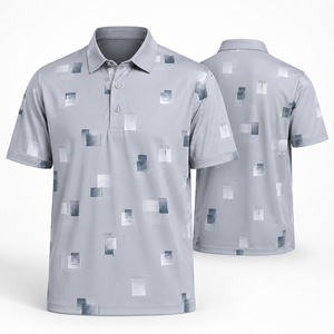 Polo de Golf con Estampado Geométrico Blanco Personalizado para Hombre, Absorbente de Humedad, Secado Rápido, Ligero, Transpirable, OEM, ODM, Marca Privada - Product Image 4