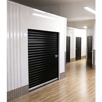 Système de rangement enroulable en acier ondulé noir, unité de rangement robuste verrouillable avec plaques anti-rayures pour entrepôt et atelier