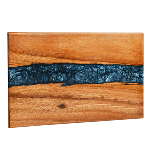 Tabla de cortar de nogal y resina negra, bandeja de servicio azul de resina para cocina, hecha a mano, nuevo diseño, 2023 - Product Image 1