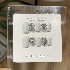 <span class=keywords><strong>Uñas</strong></span> Postizas Acrílicas Cuadradas con Cristales Blancos Premium, 10 Piezas, Venta al Por Mayor, <span class=keywords><strong>Uñas</strong></span> Artificiales Hechas a Mano - Product Image 2