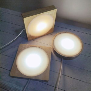 Lámpara de bola de cristal para mesa de Luna LED, luz de mesa de madera, USB, rectángulo redondo de madera, soporte de Base RGB, decoración del hogar - Product Image 5