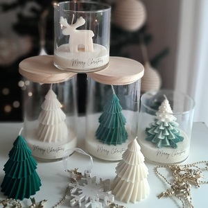 AIKUN Pot en verre Bougie d'arbre de Noël Bougie en cire de soja végétale Bougie à long terme au parfum vert pour Noël - Product Image 1