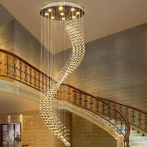 <strong>Vintage</strong> Staircase Big <strong>Ceiling</strong> Large Modern Hotel Luxury K9 Crystal Led Chain Long Spiral Pendant <strong>Light</strong> - Product Image 1