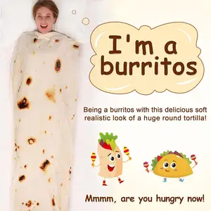 Cobertor moderno de tortilla para burritos 2.0 dupla face gigante engraçado cobertor realista para comida estilo dobrável para adultos e crianças