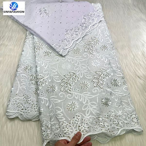 Sinya Promotion Tissu de Voile de Coton Suisse et Dentelle <span class=keywords><strong>Foulard</strong></span> 100% Coton Voile Africain pour Robe de Mariée - Product Image 3