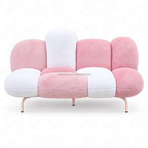 Canapé Nuage Style Princesse Rose Darente, Revêtement Doux Rose Poudré, Dossier Courbé et Coussins Arrondis pour Salon, Salle de Séjour, Maison - Product Image 3
