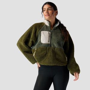 Classic Design 1/2-Zip High Quality Fleece Pullover <strong>Women's</strong> Custom Soft <strong>Sherpa</strong> Fleece <strong>Jacket</strong> - Product Image 1