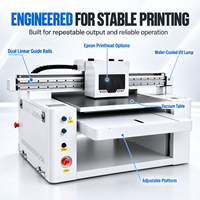 Printer UV Flatbed 6090 600x900mm A1 Printer LED UV Epson XP600 I3200 Head 23cm Tinggi CMYK+W+V untuk Kaca Akrilik Kayu Logam