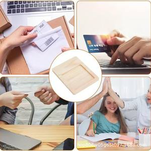 Caja de notas de madera sencilla, organizador de escritorio cuadrado de color madera Natural para almacenamiento en el hogar y la Oficina LY0203 - Product Image 3