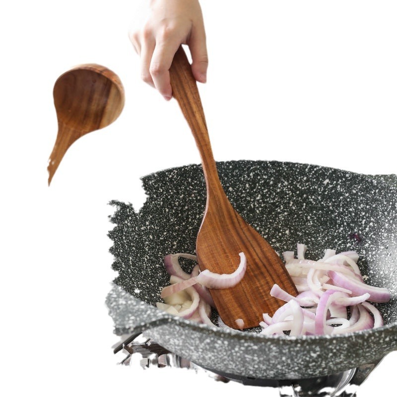 Hot Selling Natural Teak Wood Kitchen Cooking Utensils Set with Spatula Dishwasher Safe for Kitchen Use · image 6