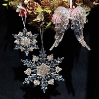 Ornement suspendu flocon de neige transparent, décoration de vitrine, pendentif en plastique de Noël