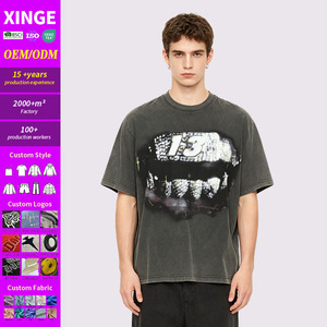 เสื้อยืดผ้าฝ้าย100% ลายล้างกรดฟิตบ็อกซี่เสื้อยืดโลโก้ตามสั่ง - Product Image 1