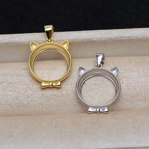 Mabei 4779 Colgante de Gato de Plata S925 de 14.5mm, Accesorio DIY con Soporte para Perla Vacío, Fornitura para Joyería - Product Image 5