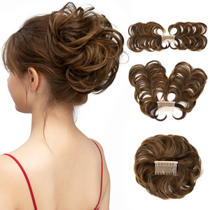 Perruque en fibre haute température <span class=keywords><strong>de</strong></span> qualité supérieure, style européen et américain, pour femme, avec anneau à cheveux, <span class=keywords><strong>chignon</strong></span> réglable, peigne d'insertion et <span class=keywords><strong>queue</strong></span> <span class=keywords><strong>de</strong></span> <span class=keywords><strong>cheval</strong></span> volumineuse - Product Image 5
