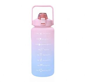 Bouteille de sport grande capacité 2L avec paille et marqueur de temps, en plastique - Product Image 3