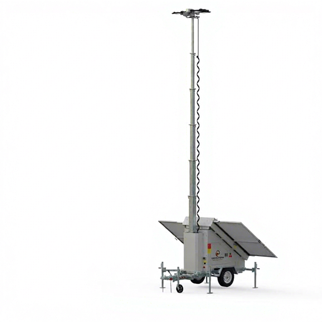 Modular Design Customization Portable LED Solar Light Tower 2024 5Lux IP65 117KM/H Wind Resistance LiFePO4 Battery Road Outdoor