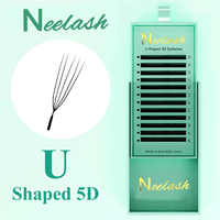 Extensions de cils Neelash Private Logo en forme de U, croisés, effet plume YY 3DW/4DW/5DW 7-15mm, faits à la main, à bouche étroite, motif trèfle à quatre feuilles