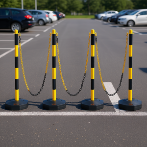 Poste Delimitador de Tráfico de 8 Pies, Amarillo y Negro, de Plástico, Independiente, Barrera de Seguridad para Estacionamientos, Paquete de 4 - Product Image 2