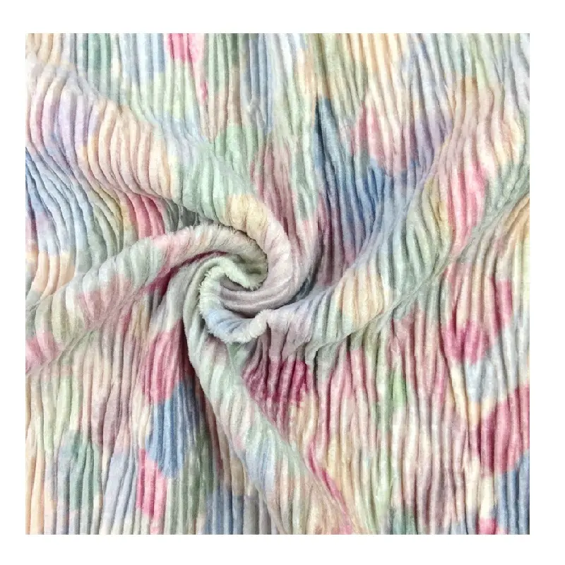 Suluboya baskılı preslenmiş pilili kravat boyalı gökkuşağı geometrik renk krep kadife kumaş kadife pilili kumaş
