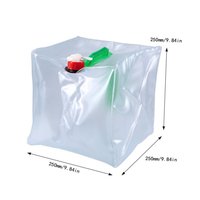 Sac d'emballage d'eau liquide translucide pliable et flexible de 20 l avec robinet rotatif pour le camping et les activités de plein air