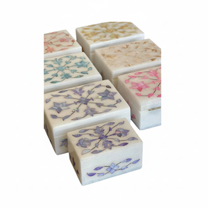Juego de Joyeros Decorativos de Mármol |   Cajas de Recuerdos y Joyeros con Incrustaciones Florales Hechas a Mano - Product Image 1