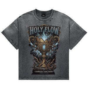 T-shirts pour hommes surdimensionnés, imprimés graphiques punk, effet vintage, délavés, personnalisés, en coton de haute qualité, streetwear, pour la vente en gros - Product Image 1