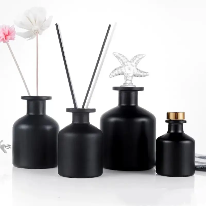 50ml 100ml 150ml 250ml Black Matte Fragrance Reed Diffuser Bottle Glass Aroma For Office Bedroom Deodorant Air Fresher