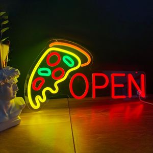 Pizza neon LED hanging open <b>sign</b> luminous shop signboard indicator ambient light transparent acrylic board luminous letters - Product Image 3