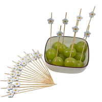 100pcs blanc fleur de prunier bambou brochette naturel Sandwich Dessert bâtons pour réunion de famille