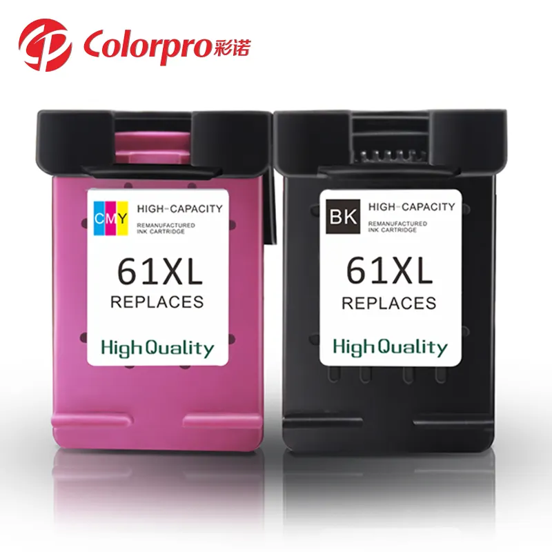Venta directa de fábrica de Colorpro 61 XL reman cartucho de tinta para impresora HP OfficeJet 2620, 2622, 4630, 4632 impresora de tanque de tinta 61XL