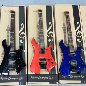 Guitarra Eléctrica Moderna sin Cabezal de 6 Cuerdas con Pastillas H-H, Puente Tremolo, Acabado Brillante, Logotipo Personalizado, Venta al por Mayor de Fábrica OEM - Product Image 5
