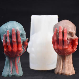 Early Riser tenant un crâne à la main bougies parfumées moule en silicone moule à bougie en plâtre décoration <span class=keywords><strong>de</strong></span> mariage outils <span class=keywords><strong>de</strong></span> gâteau moulures - Product Image 2