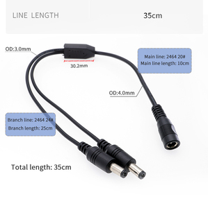 5.5x2.1mm * 2.5mm DC cáp điện 1 nữ 2 Nam Cách 1Y Splitter nối cắm CCTV dây LED 48V 12V dây mở rộng bền PC - Product Image 4