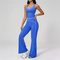 Ensemble de yoga respirant extensible dans quatre directions pour femmes grandes tailles GH, coupe ajustée, sans manches, avec logo frontal, pour entraînement, course et gym, ensemble 2 pièces