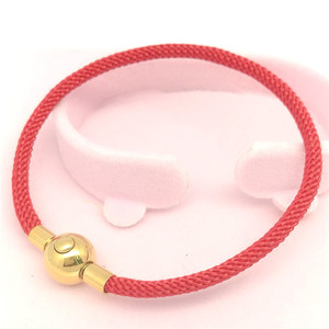 Red <b>String</b> Bracelet 3mm Stainless Steel Snap Clasp <b>Gold</b> Ball Unisex Jewelry Gift - Product Image 3