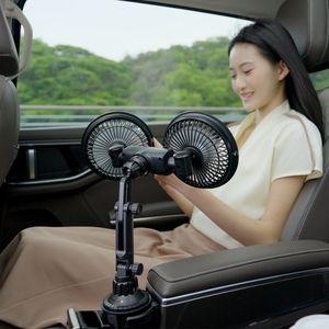 Ventilateur de voiture multifonctionnel Pluska G14 à 3 vitesses, silencieux, avec support pour gobelet et batterie 3000 mAh pour SUV, camping-car, camion - Product Image 1