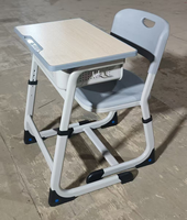 Ensemble bureau et chaise individuels modernes réglables en hauteur pour étudiant, mobilier ergonomique pour salle de classe avec fente intégrée pour stylo