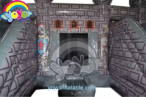 Château Gonflable Double Toboggan avec Tours Médiévales et Bannières Royales – Idéal pour Fêtes d'Anniversaire en Jardin - Product Image 4