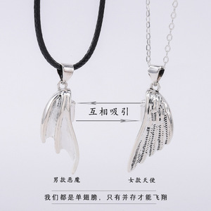2025 nuovo ciondolo creativo retrò tailandese in argento piccola clavicola catena diavolo <span class=keywords><strong>e</strong></span> <span class=keywords><strong>angelo</strong></span> coppia collana - Product Image 5