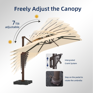 USA SHIPPING Huge 10*13FT Deck Garden Patio <strong>Parasol</strong> Aluminum Frame Pole Cantilever Umbrella <strong>with</strong> Led <strong>Light</strong> - Product Image 4
