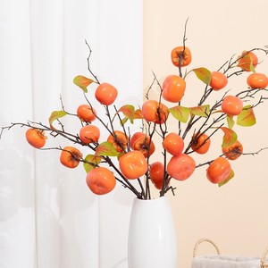 Branches de fruits de kaki artificiels, décorations florales en soie pour la maison, le salon et les festivals - Product Image 1