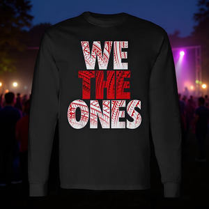 T-shirt à manches longues We The Ones, noir et rouge, avec design graphique, chemise promotionnelle - Product Image 3