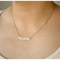 Collar con Nombre Personalizado, Chapado en Oro de 18K, Acero Inoxidable, Resistente al Agua, Joyería con Placa de Nombre que No se Deslustra