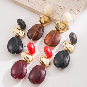 Boucles d'oreilles longues élégantes pour femme, style baroque rétro europé<span class=keywords><strong>en</strong></span> et américain, <span class=keywords><strong>en</strong></span> résine <span class=keywords><strong>ambre</strong></span> et alliage électroplaqué, collection 2026 - Product Image 1