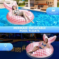 Sirène gonflable Flamingo Swan Shark Mount Water Toys avec LED lumineuse Row Adult Floating Row White Swan Swimming Rings