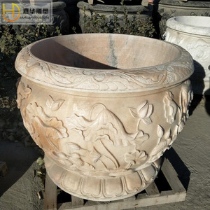 Jiahua <b>Stone</b> Carved Flower Pot <b>Large</b> Chinese Style Durable <b>Garden</b> <b>Ornament</b> - Product Image 5