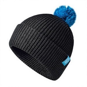 Bonnet tricoté brodé à prix abordable pour hommes et femmes, bonnet à revers, bonnet de ski pour sports d'hiver, bonnet à pompon - Product Image 6