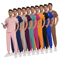2026 Niaahinn Ensemble d'uniformes médicaux pour hôpital, vente en gros, respirant, en Spandex extensible, col en V, pantalon jogger, pour infirmières