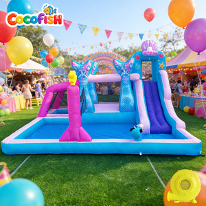 Château gonflable en tissu Oxford Cocofish, château gonflable pour filles, thème sirène, château gonflable humide/sec pour toutes les saisons - Product Image 1